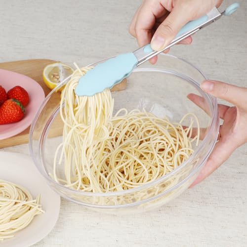 HOTEC Small Silicone Kitchen Tongs 7-Inch Mini Serving Tongs, Set of 3 - color: Gradient Blue
