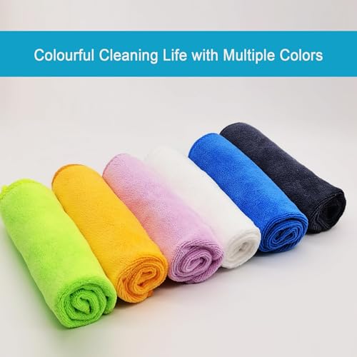 400 GSM Microfiber Cleaning Cloths, 12 Pack Ultra Absorbent Lint Free Towels for Kitchen, Glass, Windows, Mirrors, Car & Household Cleaning, Reusable Quick Dry Rags, 12" x 12", Purple - color: Purple