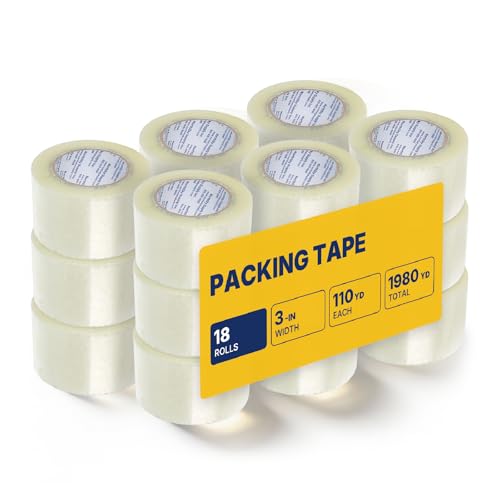 NORTHSKY Packing Tape, 18 Rolls, 3" x 110 Yards, 2.6 Mil Industrial Acrylic Packaging Tape for Shipping, Moving, Storage, and Box Sealing - size: 3 inches x 2.6 mil