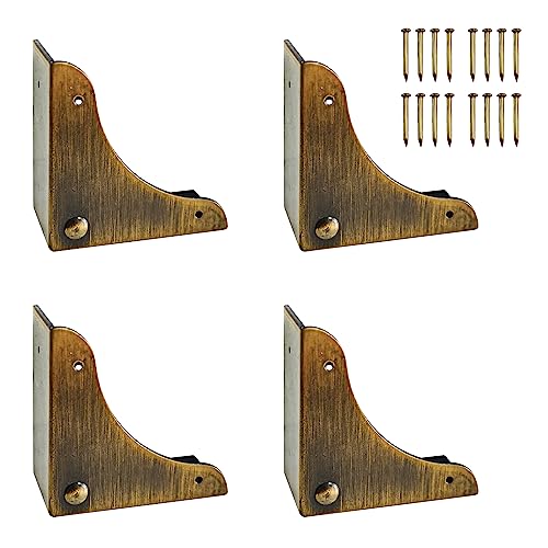 4PCS Metal Corner Protector, Box Corners Decorative Furniture Corner Protectors,for Cabinet Furniture Table Jewelry Box Case (Bronze) - color: Bronze