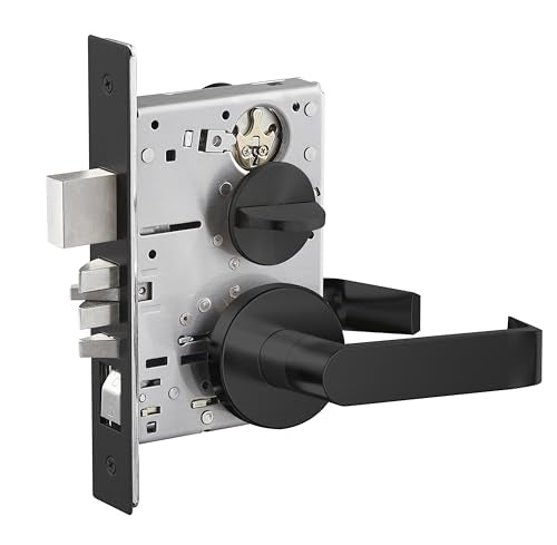 Commercial/Residential Mortise Lockset Heavy Duty Door Lever Lock Non-Handed Grade 1 - Rose Only Keyed Lever Lockset, UL CUL & ADA Office Front Door Matt Bronze Finish - color: Entry -ED