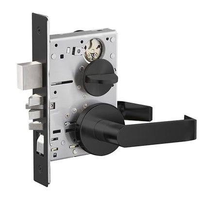 Commercial/Residential Mortise Lockset Heavy Duty Door Lever Lock Non-Handed Grade 1 - Rose Only Keyed Lever Lockset, UL CUL & ADA Office Front Door Matt Bronze Finish - color: Entry -ED