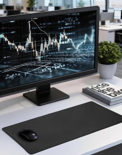 ALOANES Black Waterproof Desk Mat, Large Mouse Pad with Extended Mouse Mat, with Anti Slip Base, Stitched Edge, Grain Jacquard Surface, Perfect for Gamer, Office & Home, 3XL 15.74''x35.43''x0.12'' - color: Black, size: 35.4L x 15.7W inches