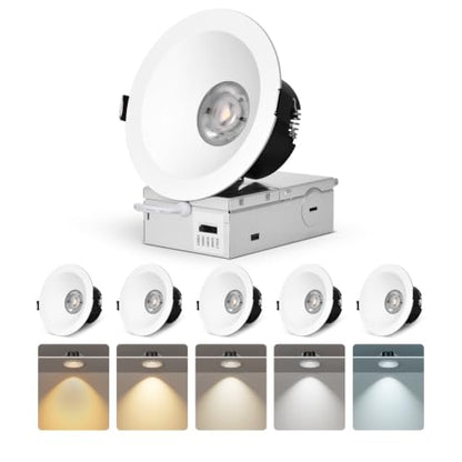 CycevSun 4 Inch Anti-Glare LED Recessed Downlight COB Spotlight, 6-Pack - color: White, size: 4 Inch