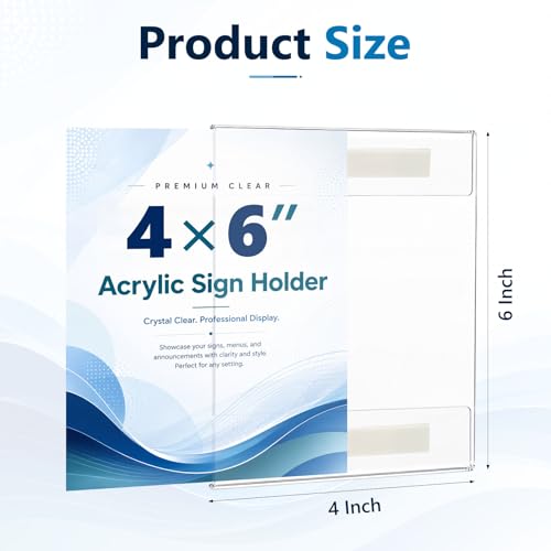 12 Pcs 4 x 6 Wall Mount Sign Holders with Tape Adhesive - style: 12 Pcs-4×6 Inch-Vertical