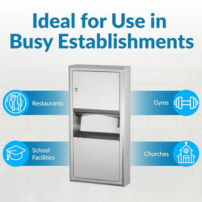 Bobrick B-3699 Paper Towel Dispenser & Waste Receptacle, Surface-Mounted