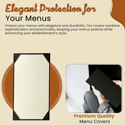 Prestine Menu Covers Made of Premium Faux Leather (10-Pack) - 8.5" x 14" - 1 View - Black - Restaurant Menu - Wine List - Bar Menu - size: 8.5”x14” - 1 View