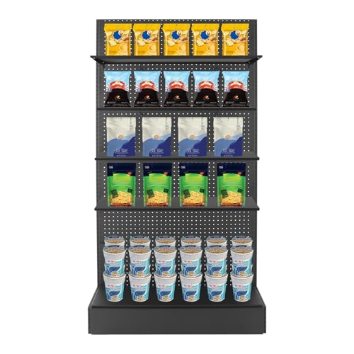 4 Packs Gondola Shelves for Industrial Grade Black Pegboard Display Stand, End Shelf for Gondola Shelving Unit, Retail Display Shelves