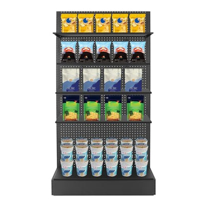 4 Packs Gondola Shelves for Industrial Grade Black Pegboard Display Stand, End Shelf for Gondola Shelving Unit, Retail Display Shelves