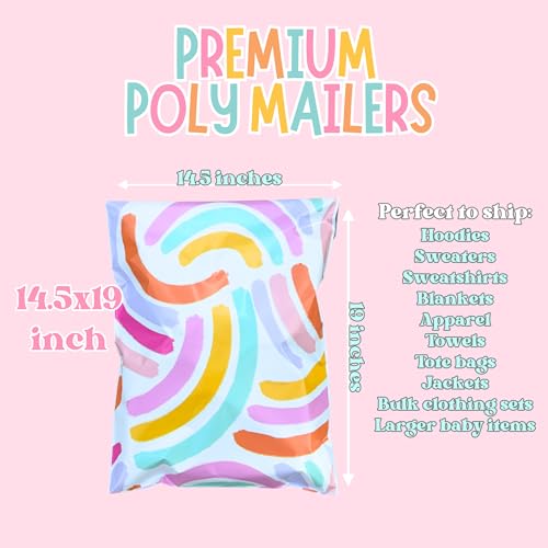 10x13 Designer Poly Mailer 100 Pack Heavy Duty Polymailers Waterproof Self Seal Shipping Bags Packaging for Small Business Large Mailing Envelopes Bulk Tear Resistant Packaging Bright Rainbow - color: Bright Rainbow, size: 10x13