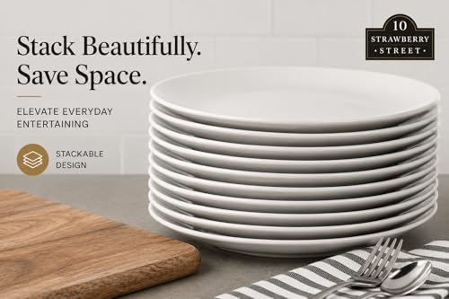 10 Strawberry Street 10.5" Catering Coupe Dinner Plate, Set of 12,White - size: 10.5" Dinner, style: Coupe