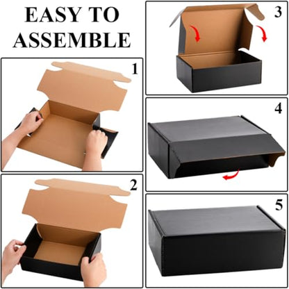 Dicunoy 30 Pack CardBoard Boxes, 9 x 6 x 3 Inches Small Shipping Boxes, Black Corrugated Cardboard Box for Mailing Packing Literature Mailer, Packaging Boxes for Gift, Small Business