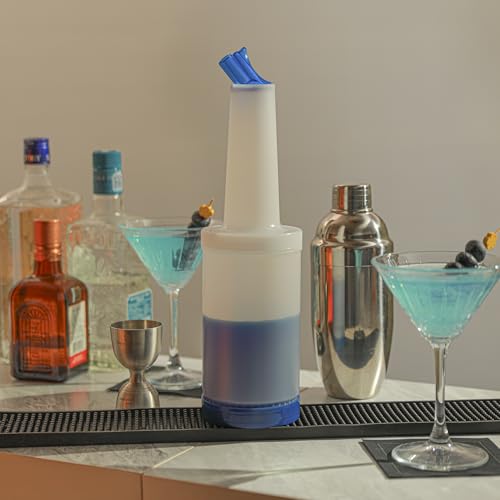 Restaurantware Plastic Storage Container Bottle, Quick Pour, 1 qt - color: Blue, size: 32 Ounces