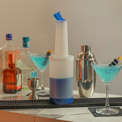 Restaurantware Plastic Storage Container Bottle, Quick Pour, 1 qt - color: Blue, size: 32 Ounces