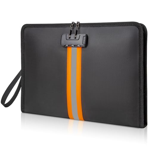 Fireproof Document Bag with Lock，15"×11" Fireproof Money Bag，with Zipper and Lock，Suitable for Tablets, A4 Documents, Cash, Mobile Phones, - size: Legal Documents – 15" × 11"