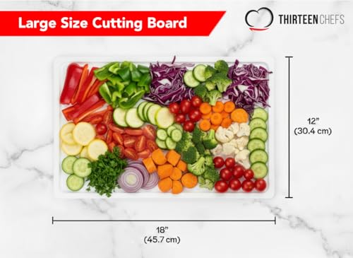 Thirteen Chefs 18x12 White Cutting Board with Groove, 1/2" Thick Plastic - color: White, size: 18"L x 12"W