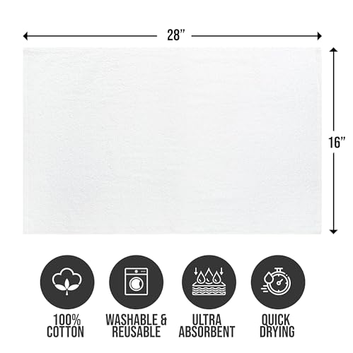 Salon Towels – Pack of 24 (16"x27") 100% Cotton Ring Spun – Ultra Soft, Highly Absorbent Hand Towels – Bulk for Spa, Gym & Salon (White, Salon Towels – Pack of 24 (16"x27") - color: White