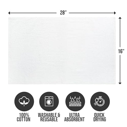 Salon Towels – Pack of 24 (16"x27") 100% Cotton Ring Spun – Ultra Soft, Highly Absorbent Hand Towels – Bulk for Spa, Gym & Salon (White, Salon Towels – Pack of 24 (16"x27") - color: White