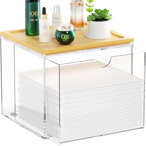 VITVITI Drawer Disposable Face Towel Holder Box, Acrylic Storage, Clear - color: Clear 2