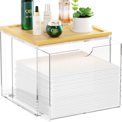 VITVITI Drawer Disposable Face Towel Holder Box, Acrylic Storage, Clear - color: Clear 2