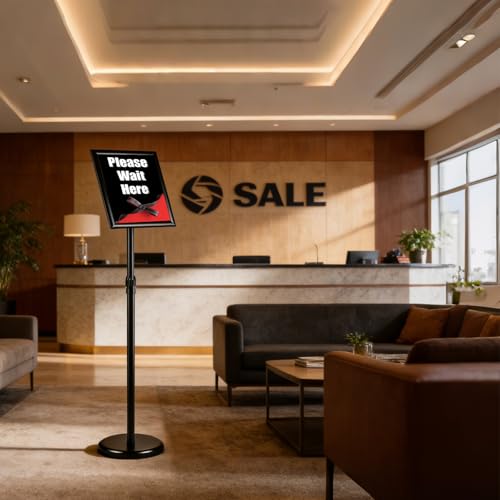 4Pack Sign Holder Stand-8.5x11 inch，Adjustable Sign Stands For Display，Heavy Duty Floor Standing Sign Holder Stand Aluminum for Retail Store，Museum，Volunteer Cctivities（Black） - size: 8.5*11inches（4Pack）