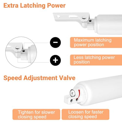 Storm Door Closer, White Heavy Duty Screen Door Closers with Protector Chains Spring, Compatible with Andersen/Emco/Larson/40201 (Closer and Chain, 1 Pack(White)) - size: 1 Pack(White)