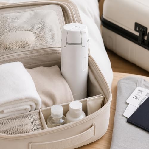4-in-1 Travel Dispenser Bottle, TSA Approved Leak Proof Refillable Travel Toiletry Containers for Lotion & Cream, 4 Pack 30ml Trip Kit with Labels, Portable for Business Trip & Daily Use (White) - color: White