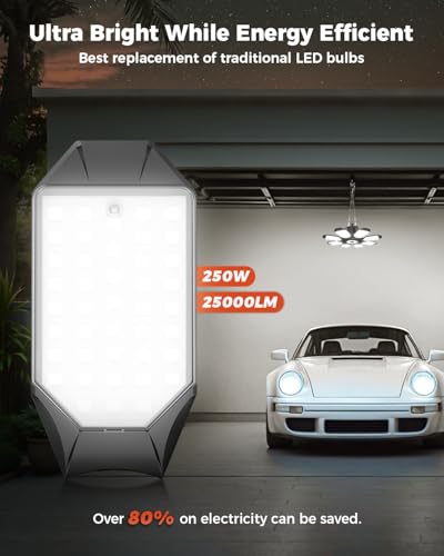 4 Pack Plug in Garage Light, 25000LM LED Shop Light 6500K Bay Lighting