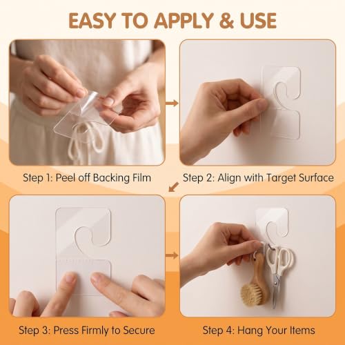 300 Pcs Clear Self Adhesive Hang Tabs, Plastic J-Hook Display Tags