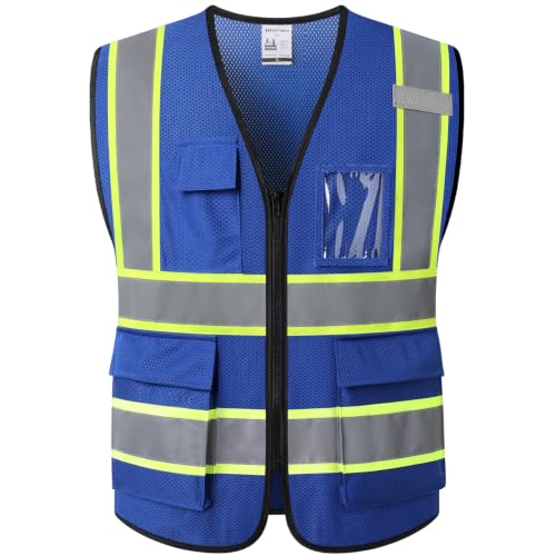 Hi Vis Reflective Safety Vest for Men Women,EK175,Blue,M - color: Blue, size: Medium
