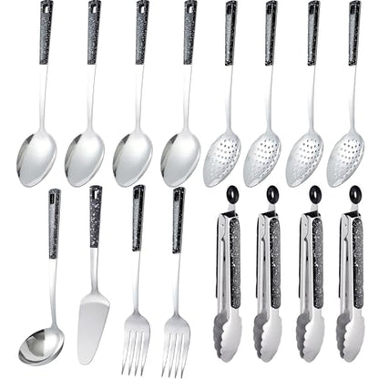 16-Piece Stainless Steel Buffet Serving Set - color: 16 pack Serving Sets