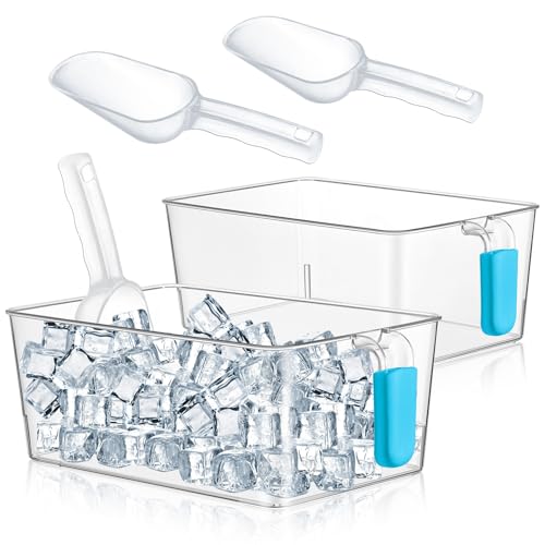 Havawish Ice Storage Bin and Flexible Scoop Set Plastic Freezer Bin - color: Light Blue, size: 10.83 x 7 x 4.33 in, style: Classic