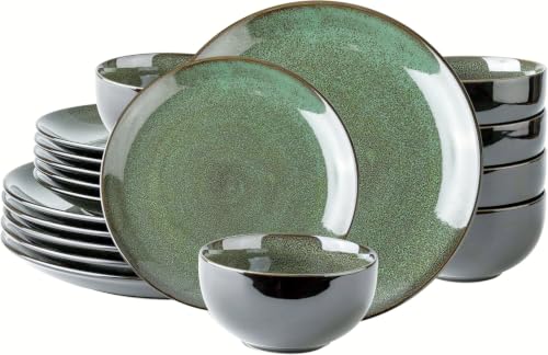 LeRatio Ceramic Dinnerware Sets for 6,18Pcs Porcelain Plates and Bowls Set - color: Dreamy Moonlight-Green, size: Service for 6-18pcs