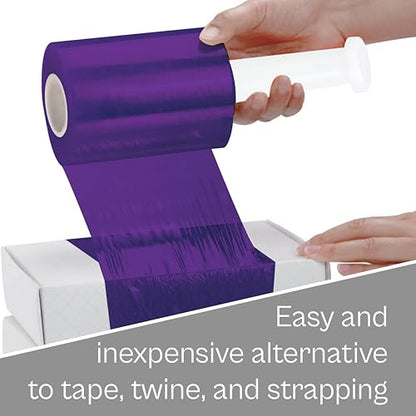 PSBM Dark Purple Mini Stretch Wrap with Plastic Handle 5" x 1000' 12 Rolls - color: Purple, size: 5 Inch
