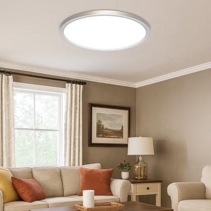 MOONSEA 16 Inch Flush Mount LED Ceiling Light Fixture 32W Brushed Nickel - color: Brushed Nickel, size: 16 Inch