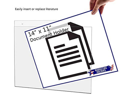 10 Pack Sign Holder 14 by 11 Inch Ad Frame with Holes and Hardware Certificate Warnings Notice Holder Hours of Operation Sign Sleeve Horizontal Clear Acrylic by Marketing Holders - size: 14" w x 11" h