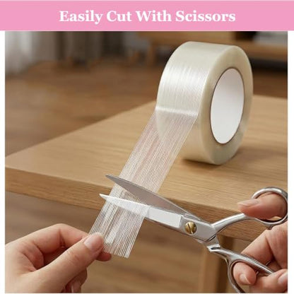 Filament Reinforced Strapping Tape 2 Roll 2 Inch x 35 Yards 5.5 Mil Heavy Duty Transparent Reinforced Fiberglass Tape