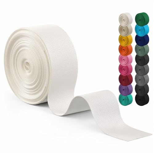 Polyester Webbing Strap 17+Colors – 1"&1.5"&2" – 10 Yards Heavy Duty Webbing Roll, Flat Webbing Strap for Indoor&Outdoor Gear, DIY Crafting, Repairing - color: White, size: 1"-10yards
