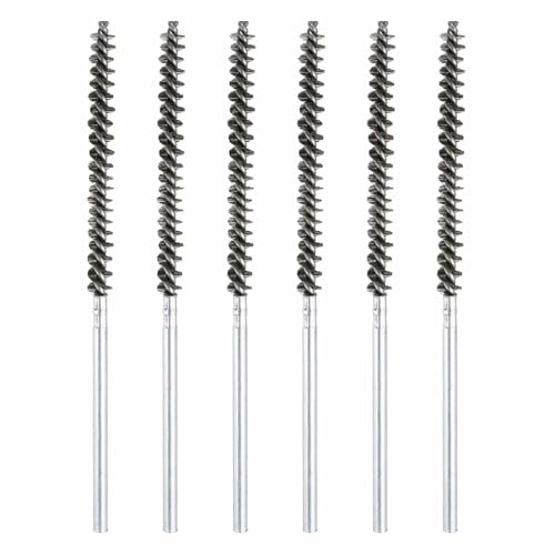 HARFINGTON 6pcs Wire Bore Brush 8 x 3/8" 1/4 Inch Shank Stainless Steel Bristles Cleaning Brush for Clean Car Part Tube Kitchen Garage