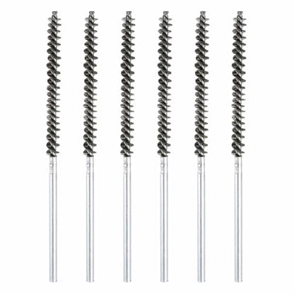 HARFINGTON 6pcs Wire Bore Brush 8 x 3/8" 1/4 Inch Shank Stainless Steel Bristles Cleaning Brush for Clean Car Part Tube Kitchen Garage