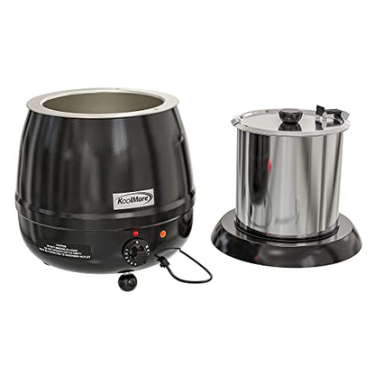 KoolMore Commercial Soup Kettle Warmer with Hinged Lid and Removable Pot Insert for Buffet, Restaurant, Party, Event, and Catering, Large 2.5 Gallon, Electric [Black] (SK-BK-3G) - color: Black