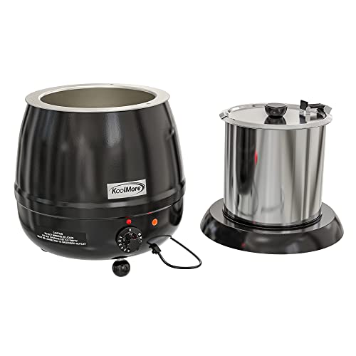KoolMore Commercial Soup Kettle Warmer with Hinged Lid and Removable Pot Insert for Buffet, Restaurant, Party, Event, and Catering, Large 2.5 Gallon, Electric [Black] (SK-BK-3G) - color: Black