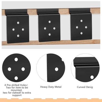 Pelopy 20 Pack Slatwall Metal Plate Mount Backplate Mounting Adapter to Make Items Slatwall Compatible Heavy Duty Steel Bracket with 4 Pre-Drilled Holes Backplate for Secure Display (Black) - style: Black