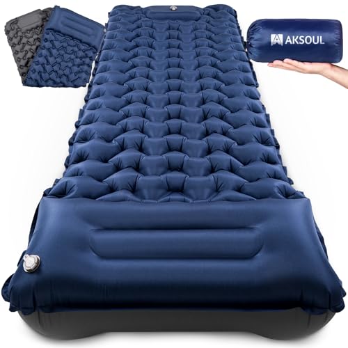 AKSOUL Sleeping Pad for Camping Mat: Self-Inflating Ultralight & Compact Air Mattress Lightweight Inflatable Pad for Camping Hiking Backpacking Blue - color: Navy Blue