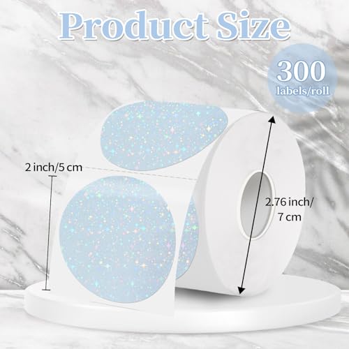 2''Holographic Thermal Label,Round Self-Adhesive Direct Thermal Label,Thermal Stickers for DIY Logo Design,Name Tag (300/Roll Starry Sky - color: Starry Sky, size: 2 inches