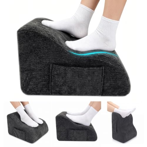 Foot Rest for Under Desk at Work, Ergonomic Under Desk Footrest with Washable Cover, Fit for Office Chair Gaming Chair and Sofa,Leg Elevation Pillow,Supports Posture - color: Black