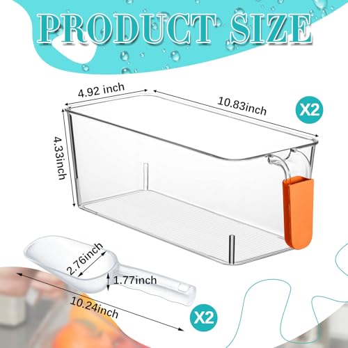 Havawish Ice Storage Bin and Flexible Scoop Set Plastic Freezer Bin - color: Orange, size: 10.83 x 4.92 x 4.33 in, style: Classic