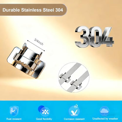 304 Stainless Steel Banding Strapping Kit with 100 Stainless Buckles