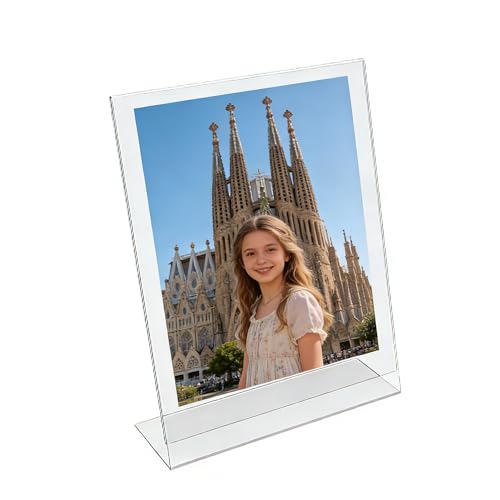 FixtureDisplays® 12PK 8.5 x 11 Clear Acrylic Sign Holder with Slant Back Design Portrait, Vertical Picture Frame 19780-8.5X11-12PK-NPF - size: 12 Pack