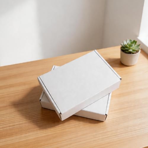 Fishat 9" x 6" x 2" White Corrugated Cardboard Shipping Boxes Set of 25 - size: 9" x 6" x 2"